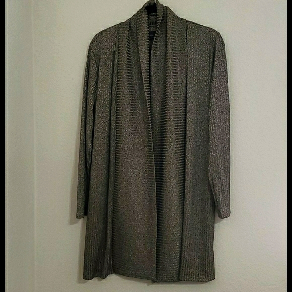 COVINGTON gray long sleeve textured cardigan Med travel office casual - Picture 5 of 6